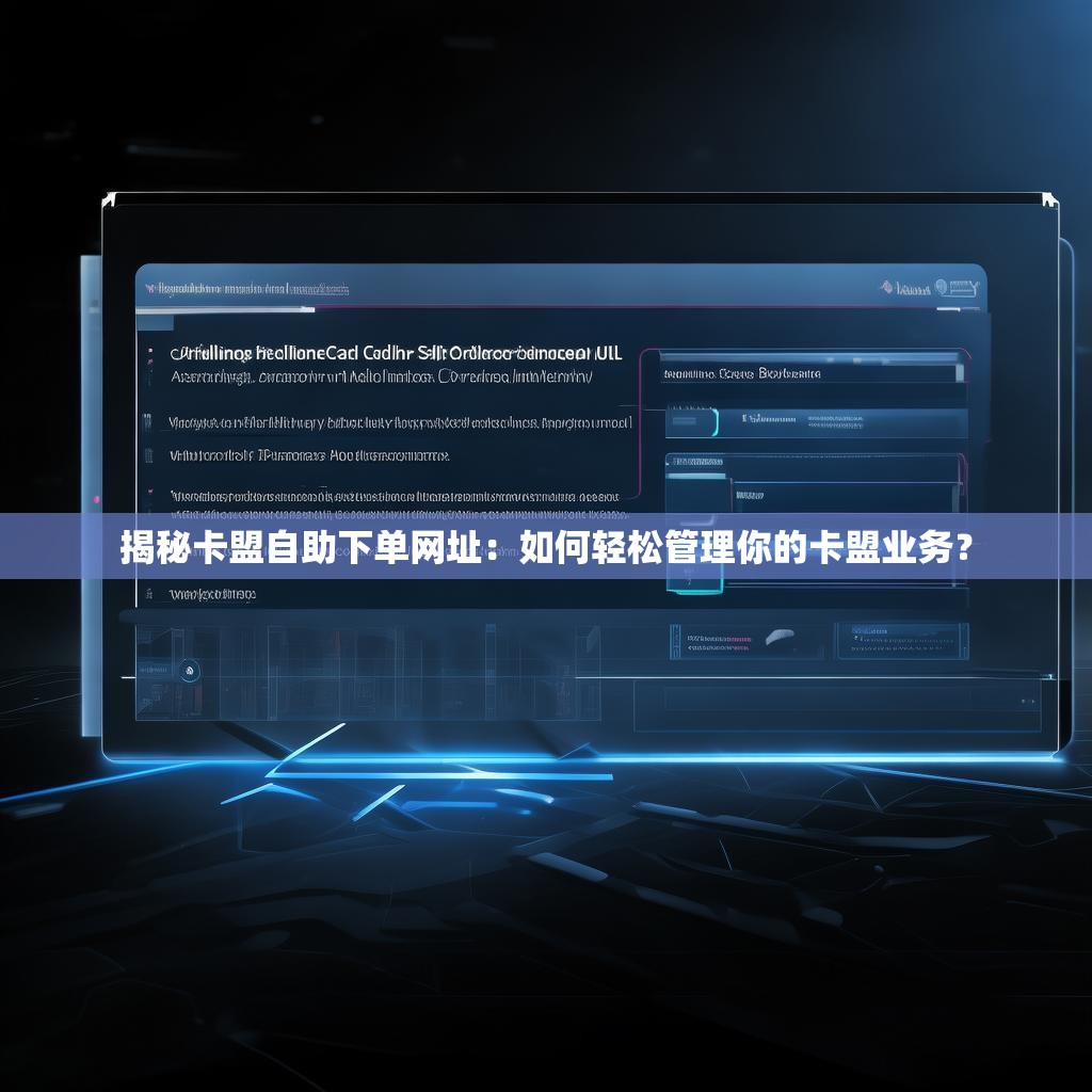 揭秘卡盟自助下单网址：如何轻松管理你的卡盟业务？