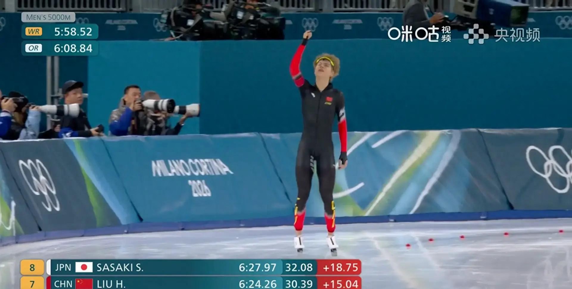 米兰冬奥会男子5000米：新纪录诞生 中国小将名次大幅提升