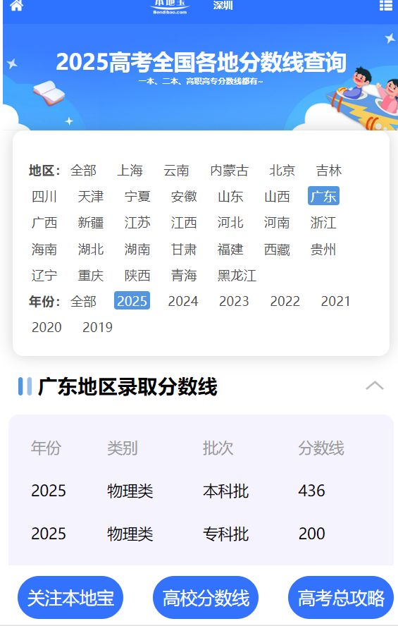 2025 年广东省高考报名及全国高考分数线等信息查询入口